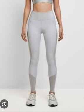 Athleta Light Gray Fleece-Lined Leggings